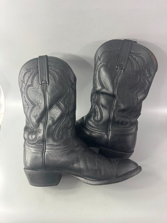 Lucchese 2000 Black Calf Skin Leather Western Boots Men Size 8 1/2 EE main image 8